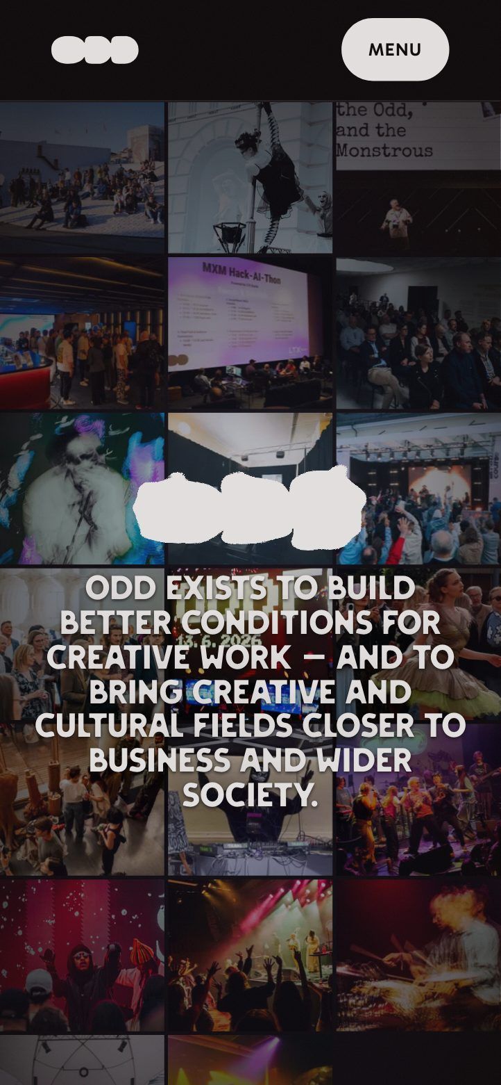 The All Things ODD home page on a phone: a grid of event photographs